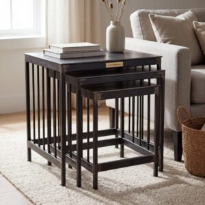 Everly Nesting Table in Blackened Steel