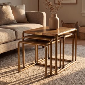 Montrose Nesting Table in Antique Brass
