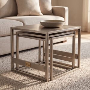 Birchall Nesting Table in Brushed Nickel