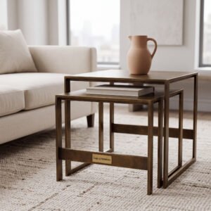 Yarrow Nesting Table in Antique Brass