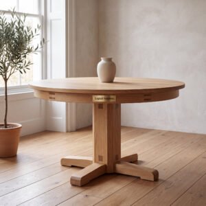Ellery Round Pedestal Table in White Oak