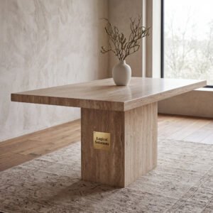 Kelford Honed Travertine Marble Dining Table