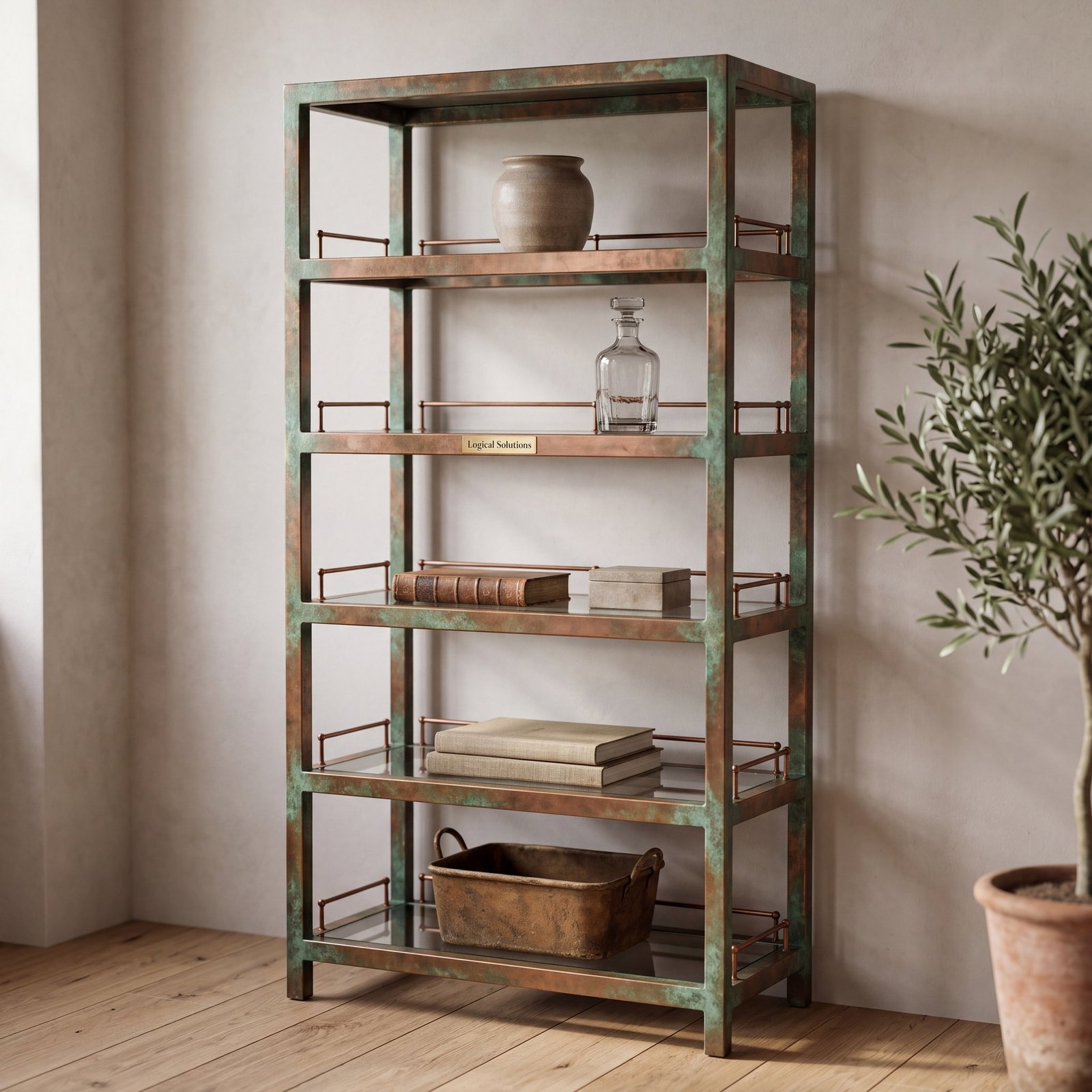 Whitfield Etagere in Patinated Copper