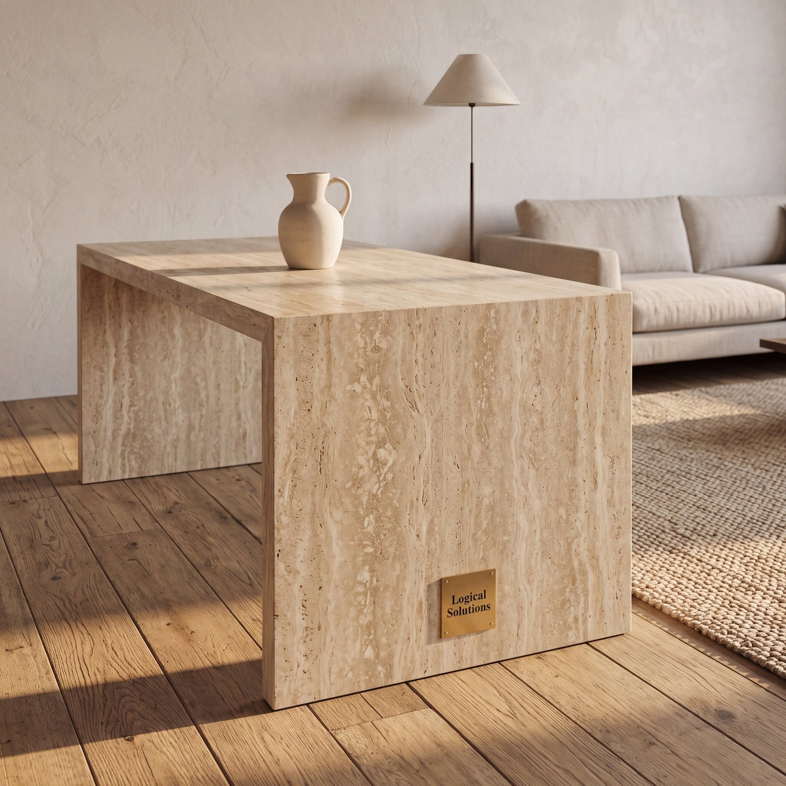 Brambleton Honed Travertine Marble Dining Table