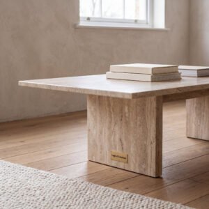 Ellery Honed Travertine Marble Coffee Table