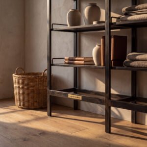 Oakhurst Shelving Unit in Blackened Steel