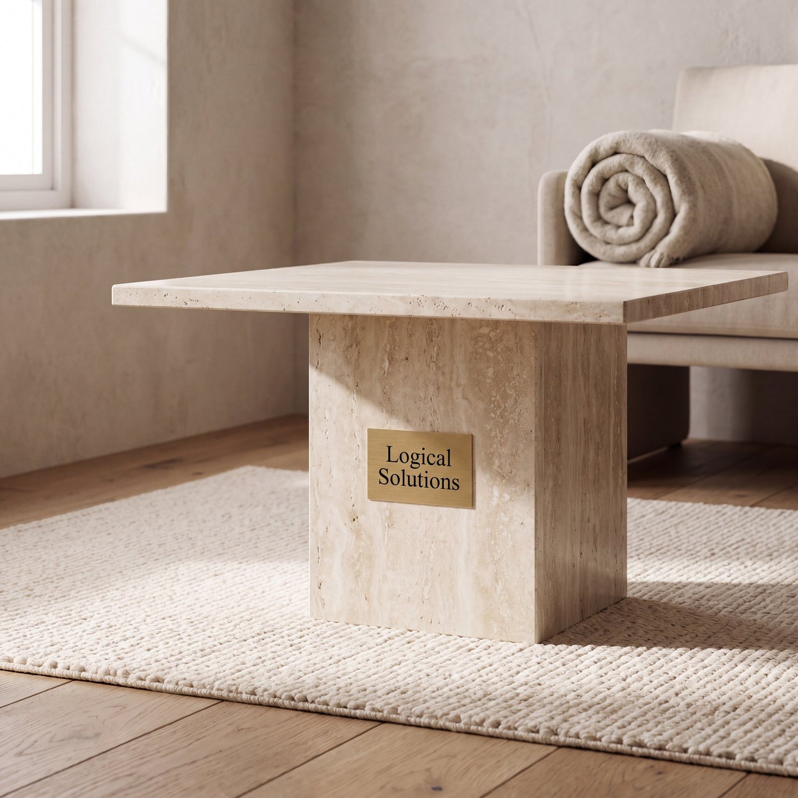 Hawthorne Honed Travertine Stone Side Table