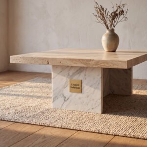 Everly Honed Travertine Marble Coffee Table