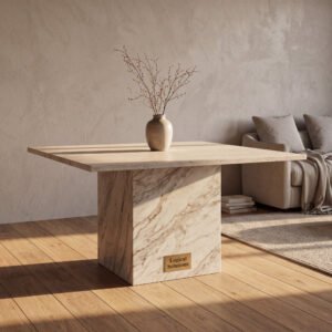Uphill Honed Travertine Marble Dining Table
